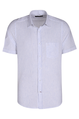 پیراهن آستین کوتاه مردانه کلاسیک طرح راه راه - 