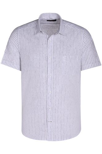 پیراهن آستین کوتاه مردانه کلاسیک طرح راه راه - 