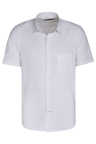 پیراهن آستین کوتاه مردانه کلاسیک طرح راه راه - 