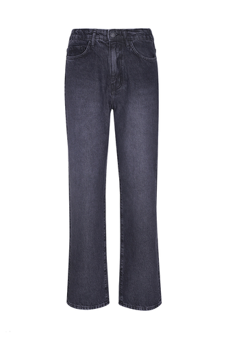 شلوار جین ذغالی زنانه نیم بگ - 