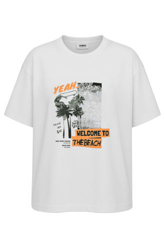 تیشرت آستین کوتاه یقه گرد چاپدار - 