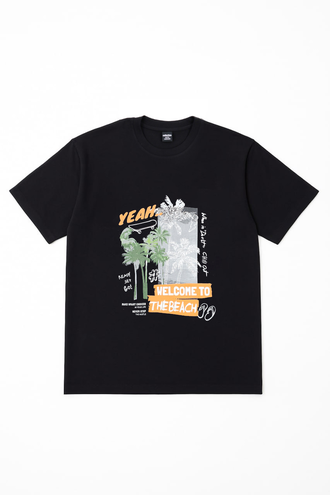 تیشرت آستین کوتاه یقه گرد چاپدار - 