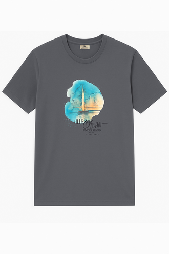 تیشرت آستین کوتاه یقه گرد چاپدار - 