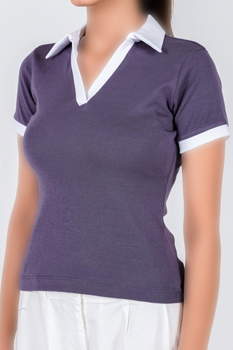 تیشرت آستین کوتاه یقه دار زنانه - 