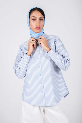 شومیز آستین بلند یقه دار زنانه بلند - 