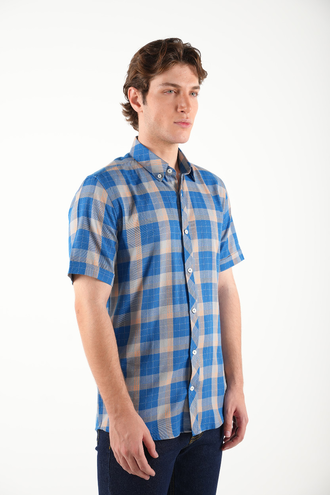 پیراهن آستین کوتاه مردانه نخی - 