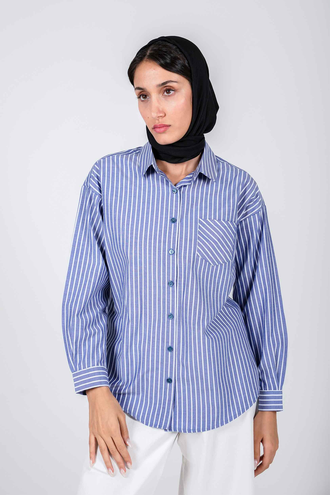 شومیز آستین بلند یقه دار زنانه بلند - 