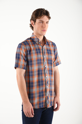 پیراهن آستین کوتاه مردانه نخی - 