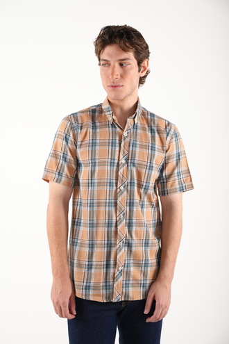 پیراهن آستین کوتاه مردانه نخی - 