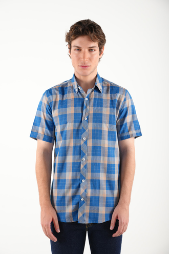 پیراهن آستین کوتاه مردانه نخی - 