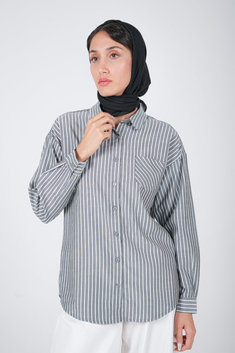 شومیز آستین بلند یقه دار زنانه بلند - 