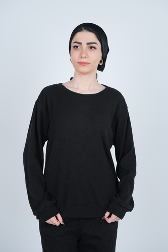 تیشرت بافت یقه گرد آستین بلند زنانه