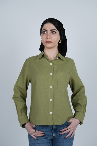 شومیز یقه برگردان کوتاه زنانه