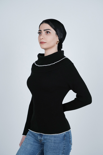 بافت آستین بلند یقه ایستاده زنانه  