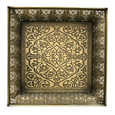 سینی مربع زمرد مدل لبه دار