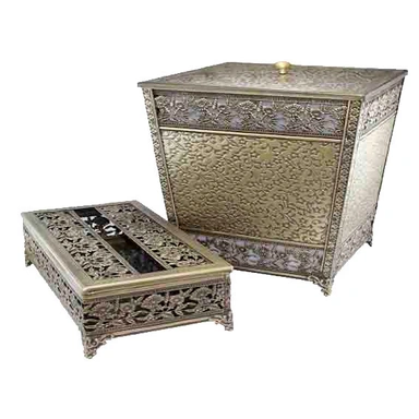 ست سطل و جا دستمال کاغذی زمرد مدل مربع