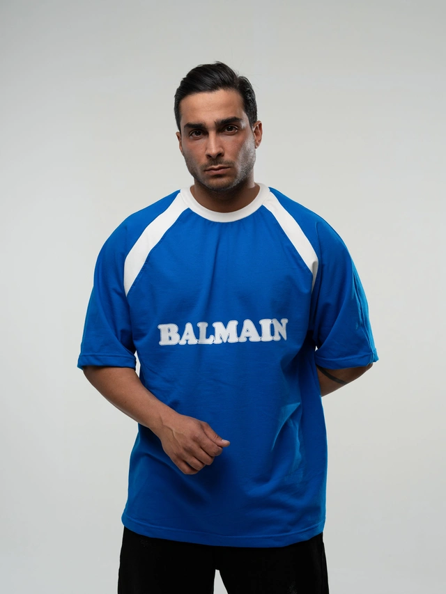 تیشرت ماکان Balmain مشکی/آبی/کرم پک 9 عددی